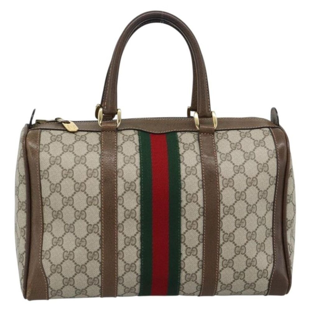 Gucci Vintage Web Boston Gg Coated Canvas Beige Canvas Handbag